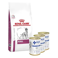 ROYAL CANIN Renal RF 14 2kg + ENZO VET Inkstų dietos inkstų ligoms gydyti su jautiena šunims 3x400g