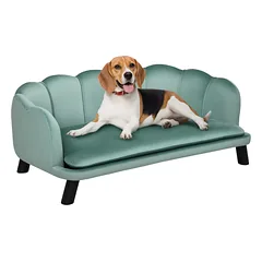 Sofa vidutinio dydžio ir dideliems šunims iki 25 kg, tvirtos medinės kojelės, minkšta, 98,5 x 60,5 x 35,5 cm, žalia