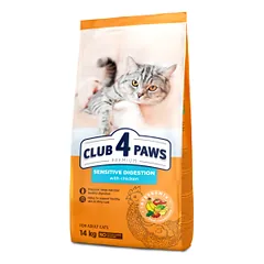 CLUB 4 PAWS Premium Visavertis pašaras suaugusioms katėms, turinčioms jautrų virškinimą, 14 kg