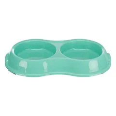 Trixie Double Bowl Light-Weight Version dvivietis plastmasinis dubenėlis katėms ir mažiems šunims, 2 x 0.2 l, kiekvieno dubenėlio skersmuo 11 cm, bendri matmenys 26 x 14 x 4 cm — 2 nuotrauka