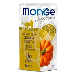 Monge SUPREME - Cat Wet Pouches Tuna with quinoa and pumpkin - Sterilised 80g (24)