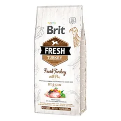 Brit Fresh Turkey with Pea Light Fit&Slim sausas maistas šunims 12 kg