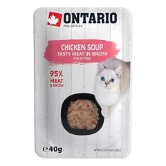 Konservuotas maistas kačiukams - Ontario sriuba kačiukams su vištiena, morkomis ir ryžiais, 40 g