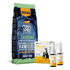 PRIMAL SPIRIT Iberian Sardine 12kg + Lab-V ADE Complex - vitaminų A, D ir E kompleksas šunims ir katėms
