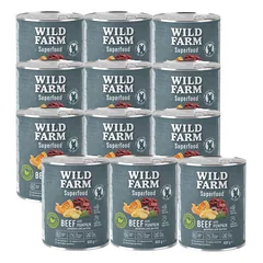 WILD FARM Superfood Beef (jautiena su moliūgais, bulvėmis ir petražolėmis) 12x800 g pašaro šunims be grūdų