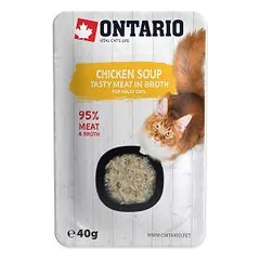Konservuotas kačių maistas - Ontario sriuba suaugusioms vištienos ir daržovių sriuboms, 40 g