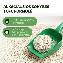 Aktyvių kačių kraikas su žaliosios mačia arbatos esencija, 2 mm granulė, 2,6 kg / 6 l — 4 nuotrauka