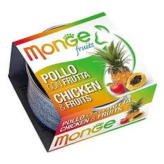 Monge Fruits Vištienos ir vaisių konservai suaugusiems katėms su vištiena ir vaisiais, 80 g