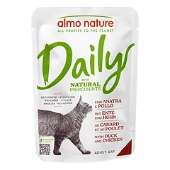 Almo Nature Daily Vištiena ir Lašiša drėgnas maistas suaugusioms katėms su vištiena ir lašiša, 70 g