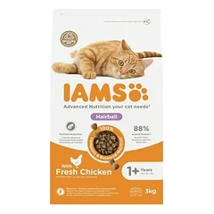 IAMS Cat Adult Hairball su vištiena, sausas maistas katėms 3 kg