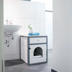 Kerbl Pet kačių spintelė Ida, balta / pilka — 3 nuotrauka