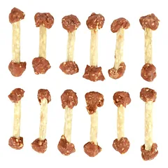 Flamingo Hapki Rabbit Rice Dumbbell - skanėstai šunims, triušis, ryžiai, jautienos oda, 150g — 2 nuotrauka