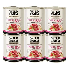 WILD FARM PURE MONO Kiauliena, obuoliai ir kinoa 6x800 g vienos rūšies baltymų šunų maistas