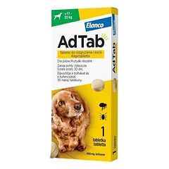 ADTab 450mg kramtomosios tabletės šunims nuo blusų ir erkių 11-22kg, N1