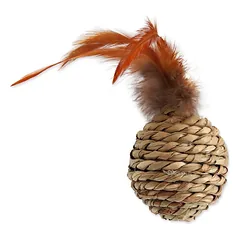 Magic Cat Toy Ball Sea Grass With Feathers žaislas katėms, 9 cm