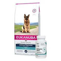 EUKANUBA Adult German Shepherd 12kg + LAB-V Immuno Hard 45 kapsulės 