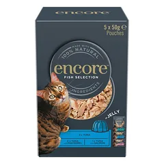 ENCORE Cat Fish Selection in Jelly Multipak 5x50 g žuvų pasirinkimas želė
