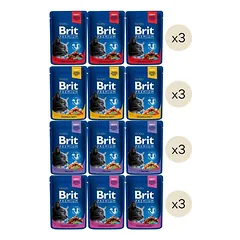 Brit Premium konservų katėms rinkinys 4 skoniai, 12 vnt.