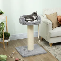 Kačių draskyklė su guoliu ir žaislu, pilka, 83 cm — 2 nuotrauka
