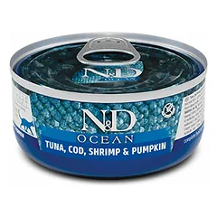 Farmina N&D Cat Ocean Adult su tunu, menke, krevetėmis ir moliūgu, drėgnas maistas katėms 70 g — 2 nuotrauka