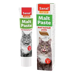 Sanal Malt Pasta nuo plaukų kamuoliukų - plaukų kamuoliukų kontrolės pasta katėms su vitaminu E