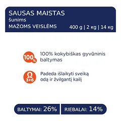 CLUB 4 PAWS Premium visavertis pašaras mažų veislių suaugusiems šunims, 14 kg — 3 nuotrauka