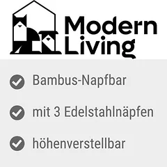 Modern Living Bohemian bambukinis dubenėlių stovas, 3 x 450 ml, L 52 x B 18 x H 18 cm — 4 nuotrauka