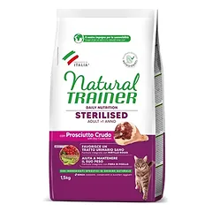 Natural Trainer Sterilised Adult Cat sausas maistas katėms su kumpiu