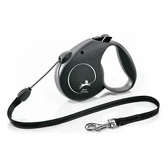 FLEXI pavadėlis šunims Standard M Cord virvinis 5m, juodas