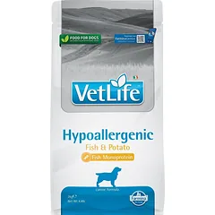 FARMINA Vet Life Hypoallergenic Fish & Potato 2 kg šunų maistas, skirtas alergiją turintiems šunims + FARMINA Vet Life Dental Treat Hypoallergenic Pork Mini 60 g (7 vnt.) NEMOAKMAI!