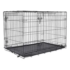 Dog Fantasy Wire Dog Crate Double Door, sulankstomas šunų aptvaras su dvigubomis durimis ir elektrocheminiu padengimu, 106 x 69 x 77 cm