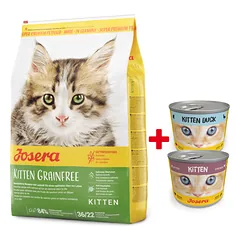 JOSERA Kitten GrainFree sausas maistas kačiukams 10 kg + 2 x skardinė mišinio kačiukams 200 g NEMOKAMAI