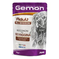 Gemon all breeds adult konservuotas pašaras suaugusiems šunims su žvėrienos gabalėliais 100g parduotuvėje ramiosblusos.lt