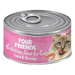 Four Friends Tuna & Shrimp konservai katėms su tunu ir krevetėmis, 85 g