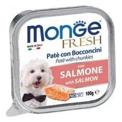 Monge Fresh Konservuotas maistas šunims (paštetas) (su lašišos gabalėliais) 100g