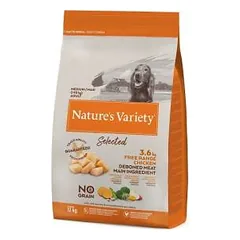 Nature's Variety Selected Med/Max Adult Chicken begrūdis, sausas maistas šunims, 12 Kg