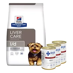 HILL'S PD Prescription Diet Canine L/d Liver Care 10kg + ENZO VET Hepatic nuo kepenų ligų šunims 3x400g