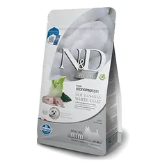 N&D WHITE Visavertis pašaras mažų veislių suaugusiems šunims su jūriniu ešeriu ir pankoliais 5 kg