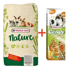 VERSELE-LAGA Cuni Nature 9kg - miniatiūriniams triušiukams + VERSELE LAGA Crispy Sticks Rabbits-Guinea Pigs Carrot & Parsley 110g - 2 morkų ir petražolių lazdelės triušiams ir jūrų kiaulytėms