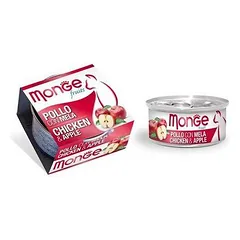 Monge Fruits Chicken & Apple papildomas maistas suaugusioms katėms su vištiena ir obuoliais, 80 g — 2 nuotrauka