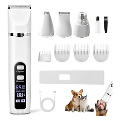 4 in 1 Pflegeset leiser kabelloser Haarschneider Hund und Katze LCD