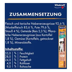 Vitakraft Beef Stick Hypoallergenic skanėstai šunims, < 49 g — 4 nuotrauka