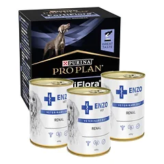 PURINA PVD FortiFlora Dog 30 paketėlių + 3x ENZO VET Inkstų dietos inkstų ligoms gydyti su jautiena šunims 400g
