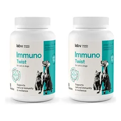 Lab-v Immuno Twist - natūralus imuniteto ir gyvybingumo palaikymas šunims ir katėms 2x60 susukamų kapsulių