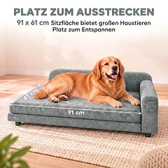 Sofa-guolis dideliems šunims iki 35 kg, su atlošu ir išimama 6 cm pagalve, 101x66x34,5 cm, pilka — 4 nuotrauka