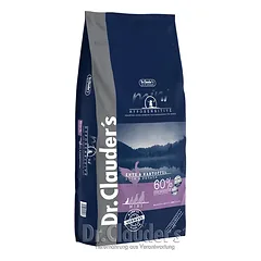 DR. CLAUDER’S HYPOSENSITIVE sausas maistas suaugusiems šunims su antiena ir bulvėmis 11.5kg