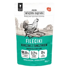 WIEJSKA ZAGRODA „Fileciki“ vištiena su tunu– drėgnas kačių maistas, 6 x 85 g