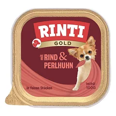 RINTI Gold Jautiena ir perlinės vištos Mini padėklas jautiena ir perlinės vištos 100 g nuotrauka