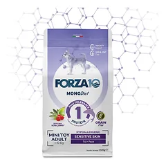 FORZA10 Mini/Toy Diet Sensitive Skin begrūdis su žuvimi. 1.5 kg