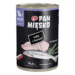 PAN MIĘSKO Kalakutas su lašiša drėgnas maistas kačiukams 400 g